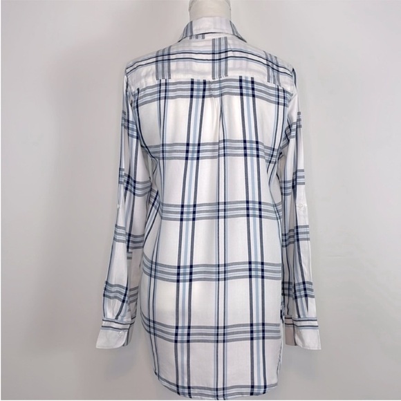 Woolrich Women's White and Blue Plaid Button Up Shirt. Size Small. NWT. - Picture 8 of 13